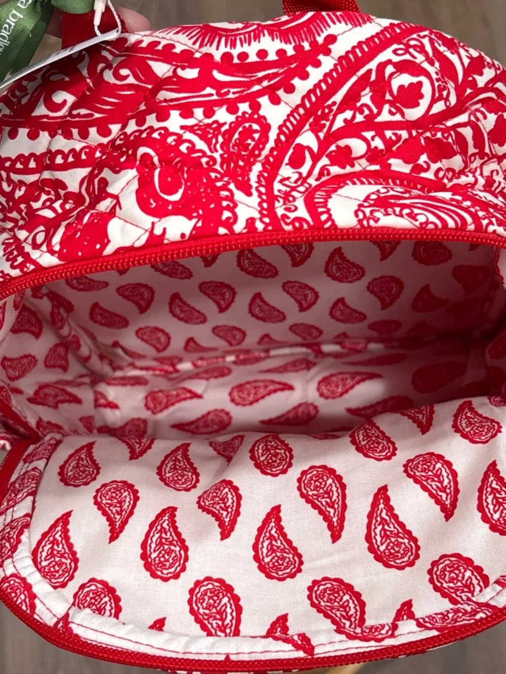 Vera Bradley Small Banbury Backpack Paisley Key White Red NEW